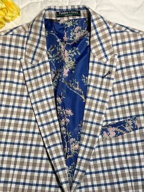 Paisley & Gray Blue and Brown Plaid Sport Coat